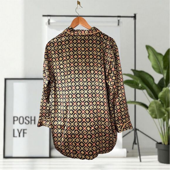 Victoria's Secret Vintage Pajama Set Loungewear Gold/Black Multi Medium - Picture 7 of 11